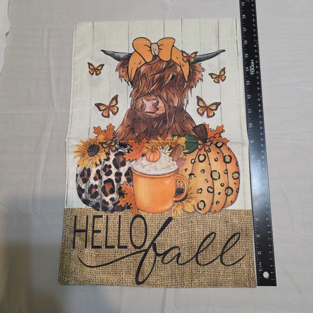 Fall Outdoor Farmhouse Burlap double Sided Yard Decor 12 inches X 18 inches long